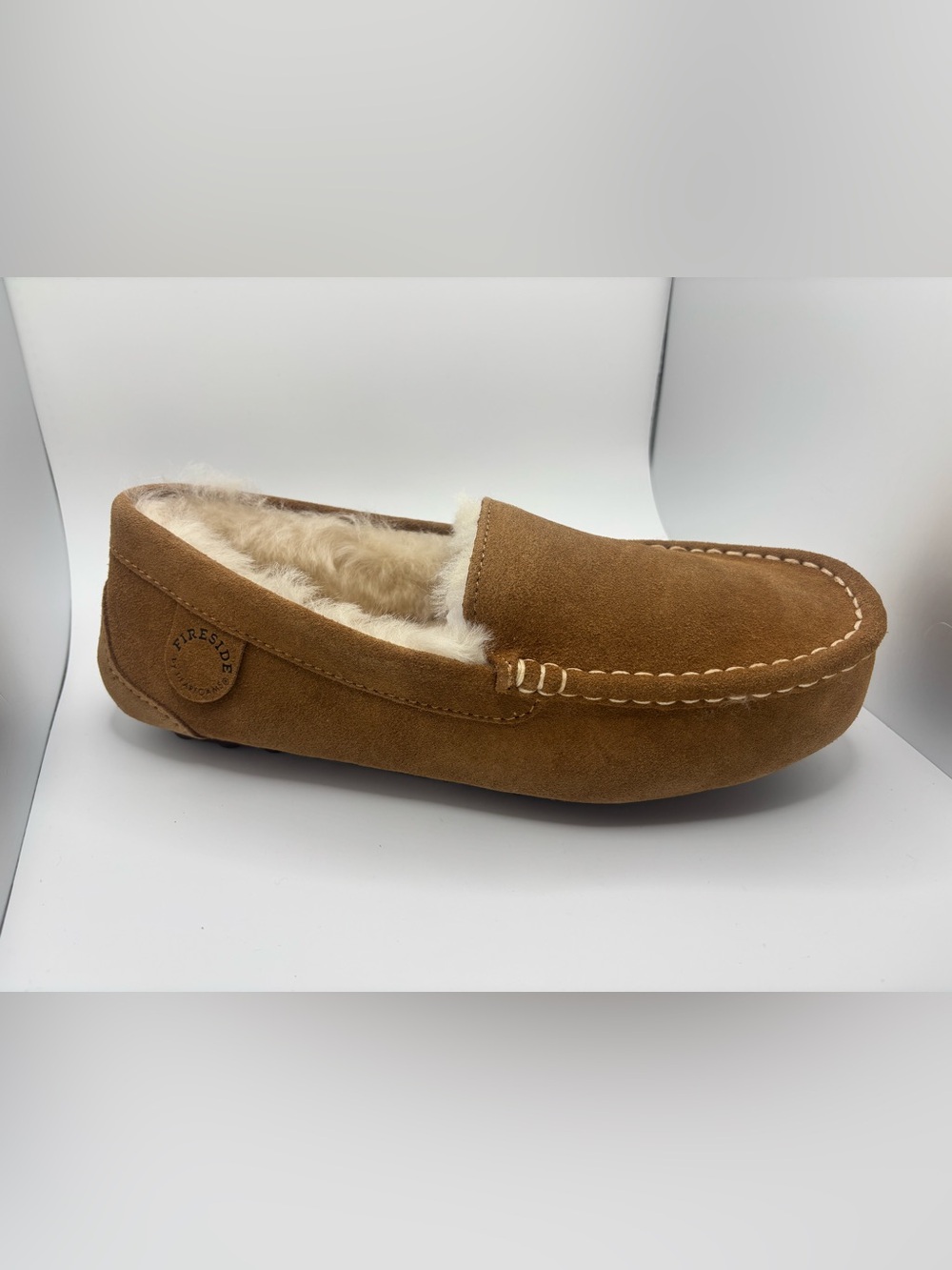 Fireside by Dearfoams Women’s Mel Genuine Shearling Moccasin Slipped Chestnut 8